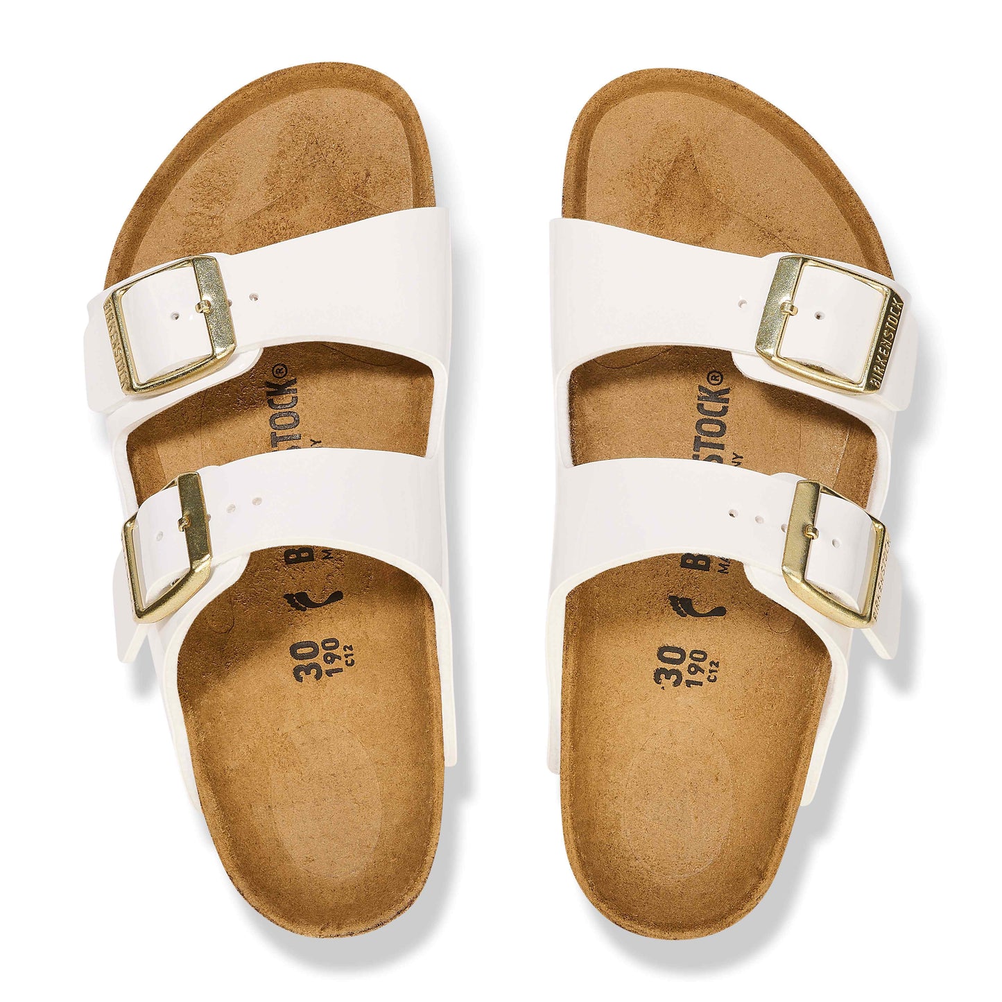 Birkenstock Arizona Birko-Flor Patent White NARROW FIT