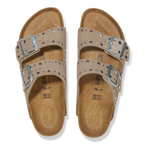 Birkenstock Arizona Rivet Taupe Suede - NARROW FIT