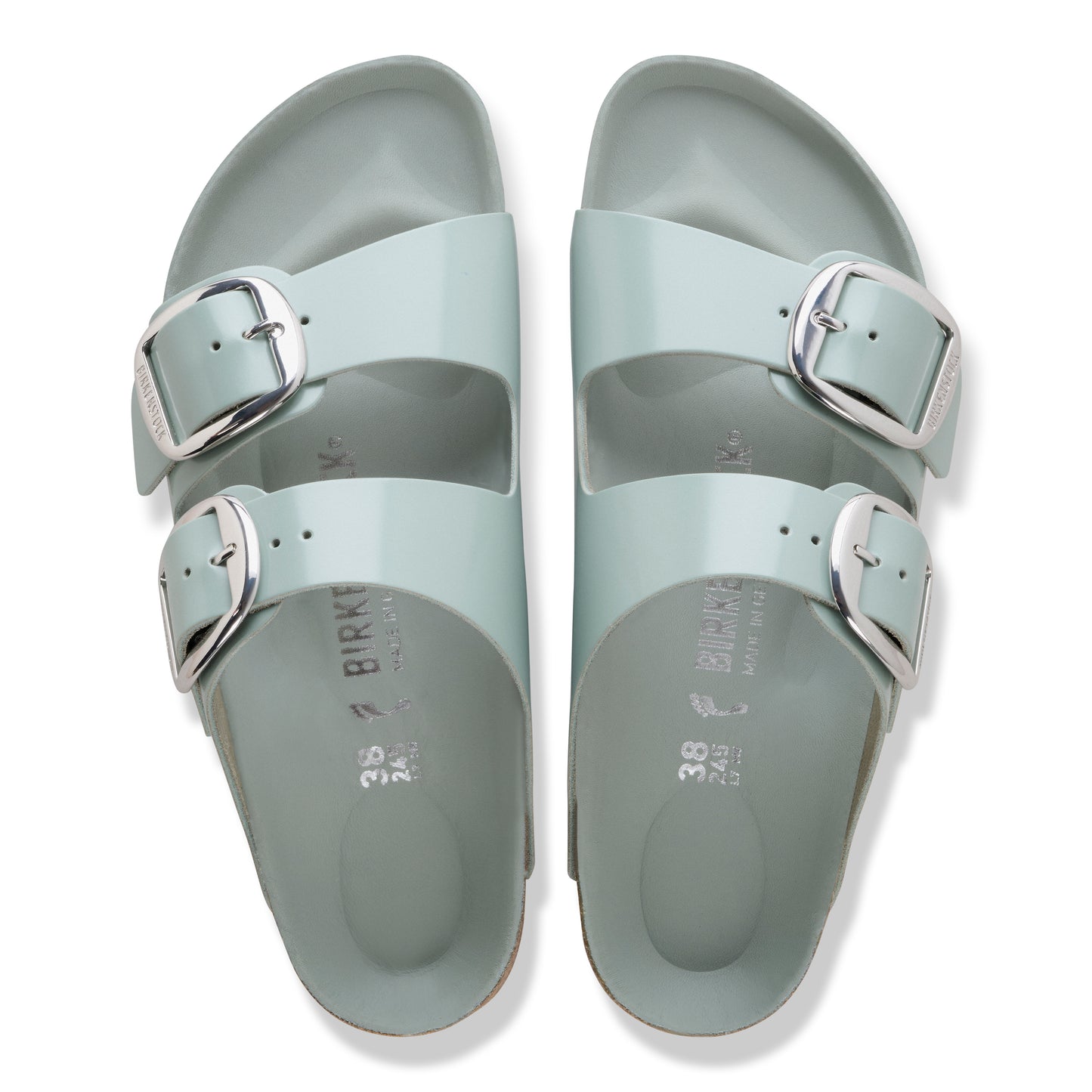 Birkenstock Arizona Big Buckle leather patent High Shine sandal for women Pure Sage