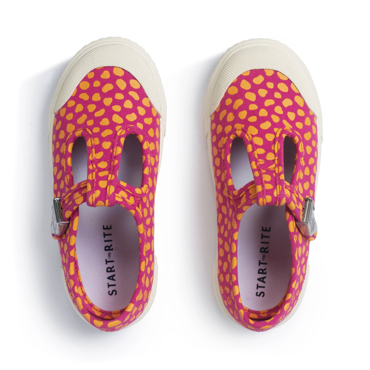 Start-rite Skipper Magenta/orange splash girls t-bar buckle canvas shoes