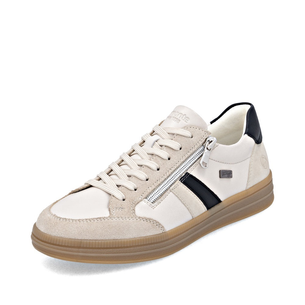 Inspired by retro trainer silhouettes, the Remonte Artistic women’s trainers feature leather uppers with contrasting suede panels for additional style.
Dual fastenings of laces and zip allow for a secure and easy on and off. RemonteTEX technology offers a water-resistant membrane and drysport linings to make sure they remain a staple in your wardrobe year round!