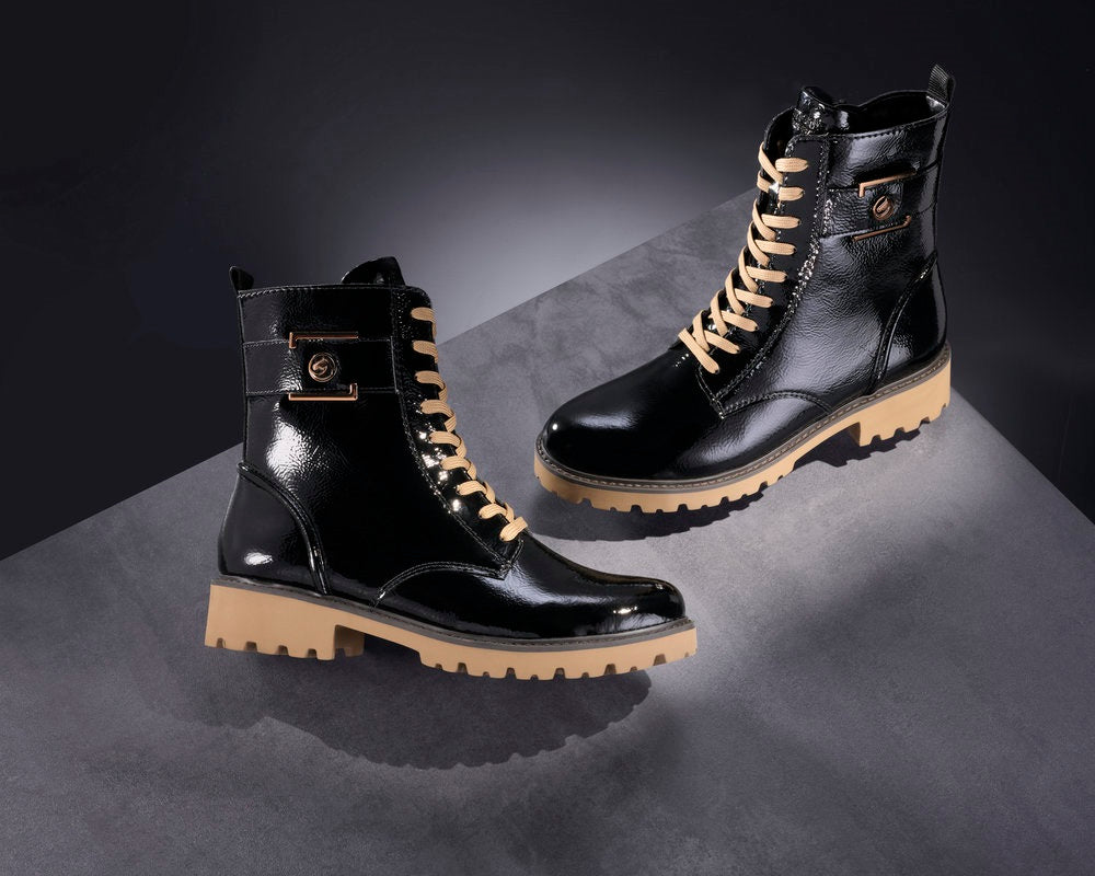 Remonte D8663-00 black patent boot