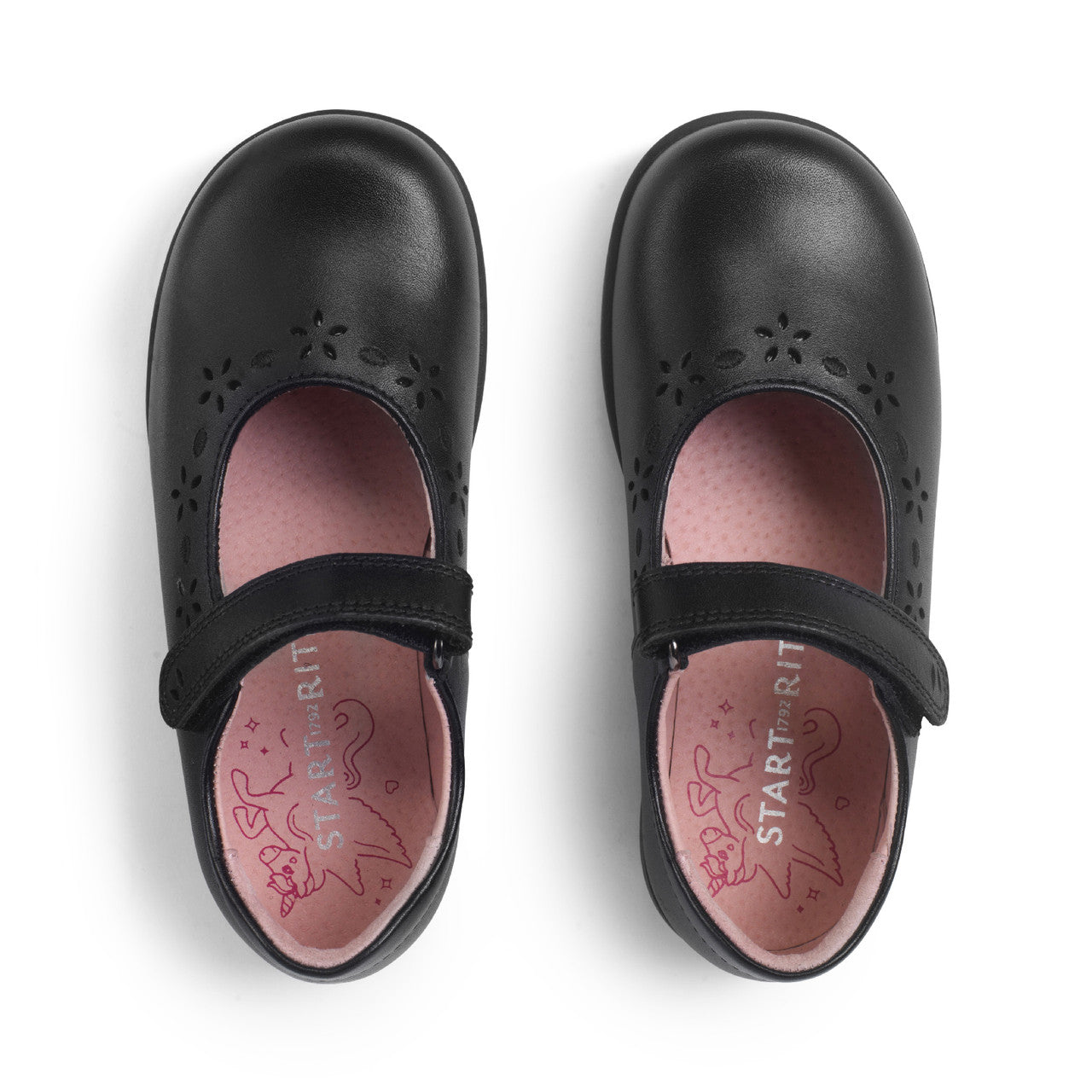 Start-Rite Emily Black Leather and Patent girls rip-tape School Shoe
