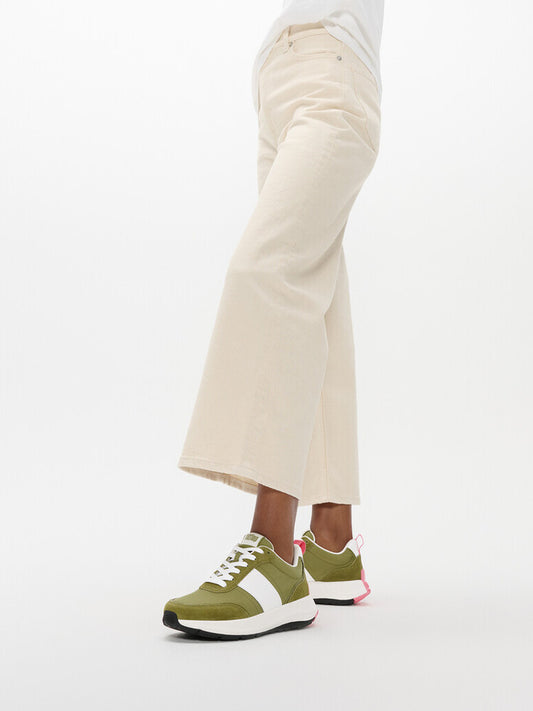 FITFLOP F MODE FLOW WOMEN'S FLATFORM TRAINERS - LIME and CAMO