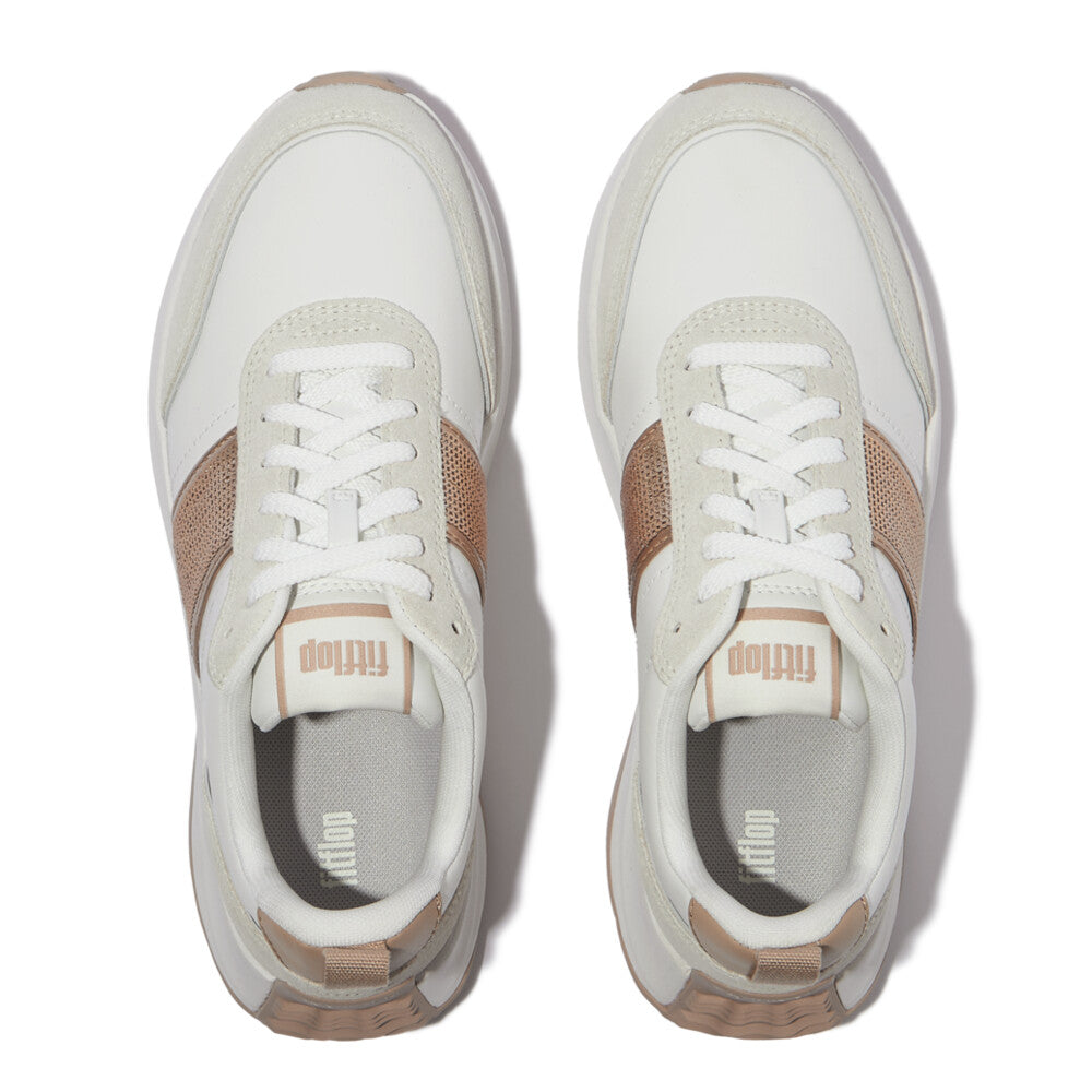 Fitflop F-mode Flow Sequin Suede/Leather Flatform Sneaker