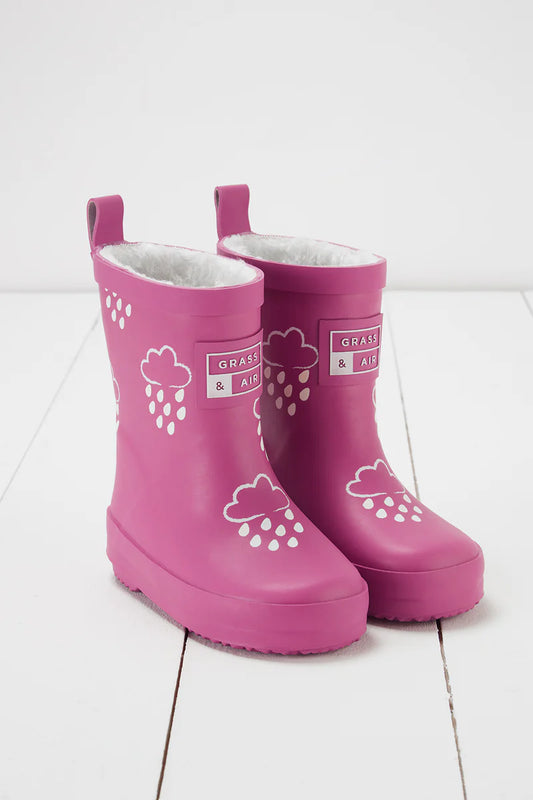 Grass and Air Kids Orchid Pink Colour-Changing Kids Wellies