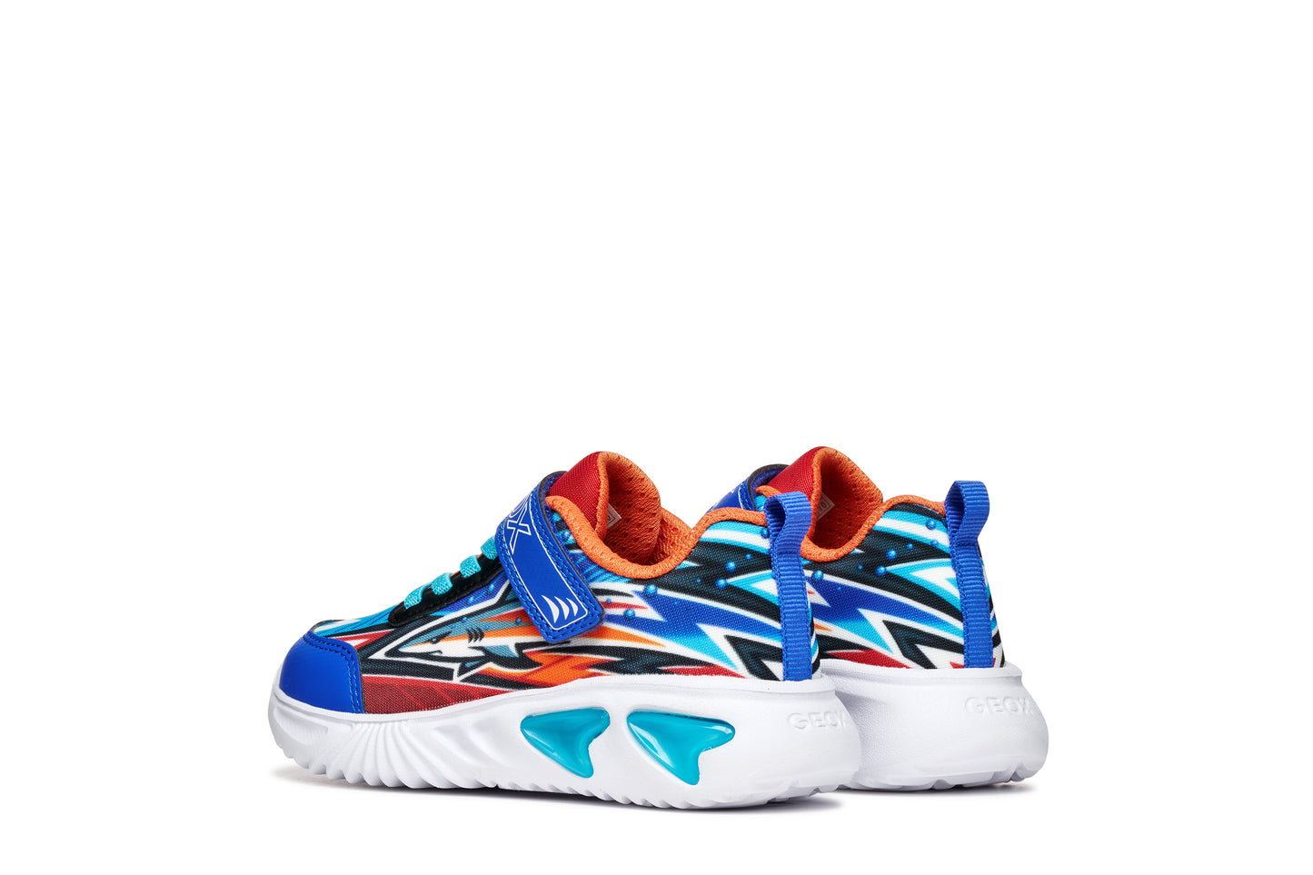 Geox Assister J45DZB Royal/Orange light up trainers