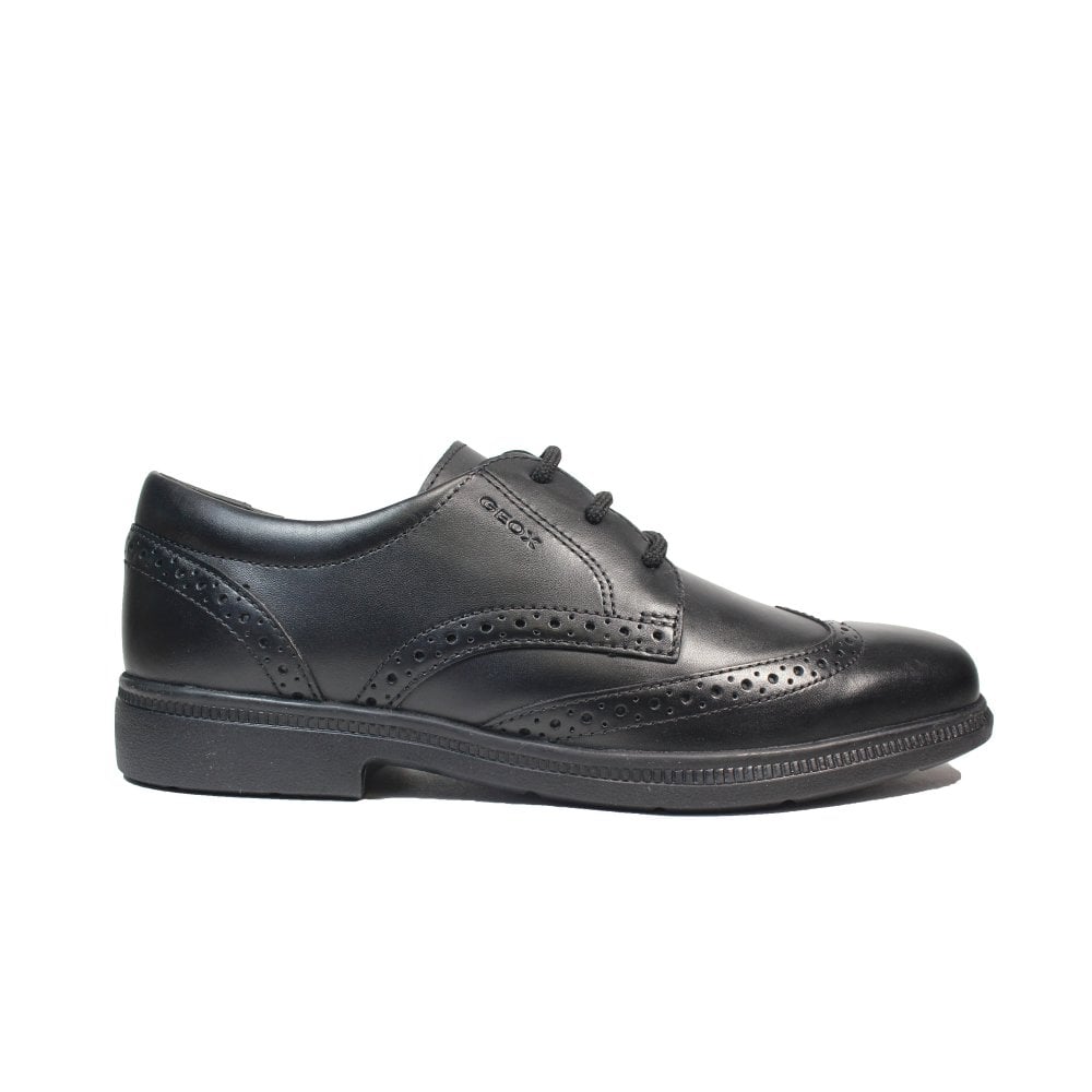 Geox Federico J26D1A black leather school shoe