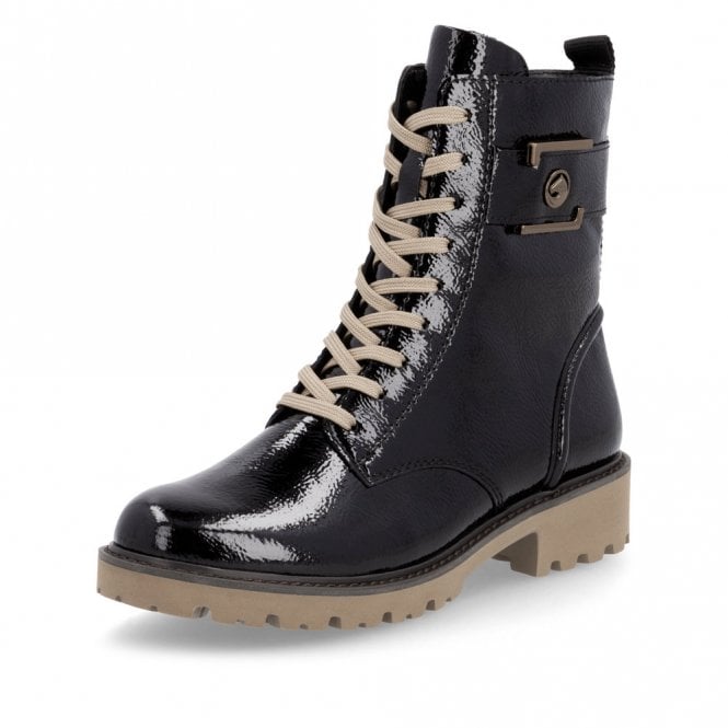 Remonte D8663-00 black patent boot