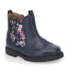 Start-Rite Girls Navy Chelsea with Floral Elastic