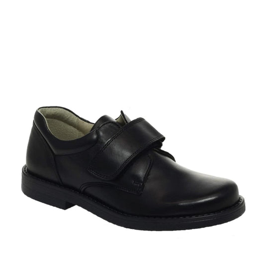Petasil Mario single velcro black leather school shoe