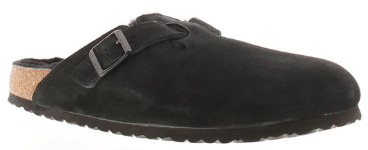 Birkenstock Boston Shearling Suede Leather/Fur Black