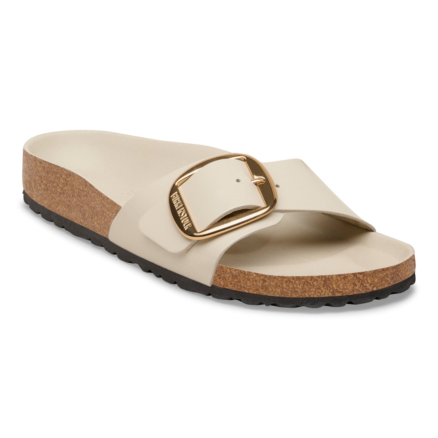 Birkenstock Madrid Big Buckle Leather Patent High Shine Oyster