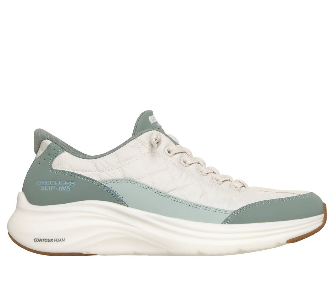 Skechers Slip-ins: Contour Foam - Cozy Fit Trainers 150404 Sage or White Navy