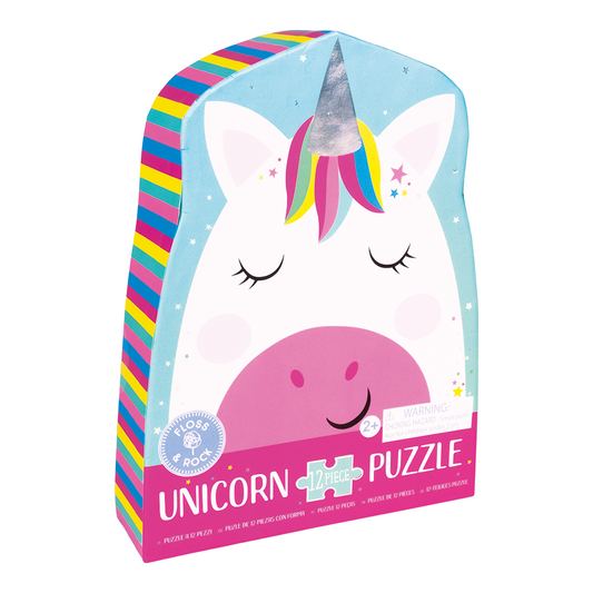Floss & Rock 12 Piece Shaped Jigsaw in Shaped Box - Rainbow Unicorn