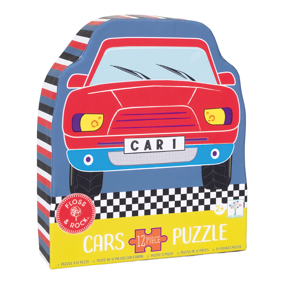 Floss & Rock 12 Piece Shaped Jigsaw in Shaped Box - Cars