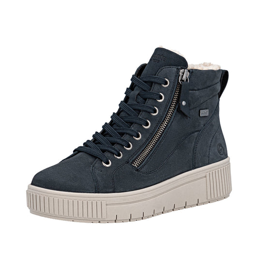 Navy blue waterproof boot with zip