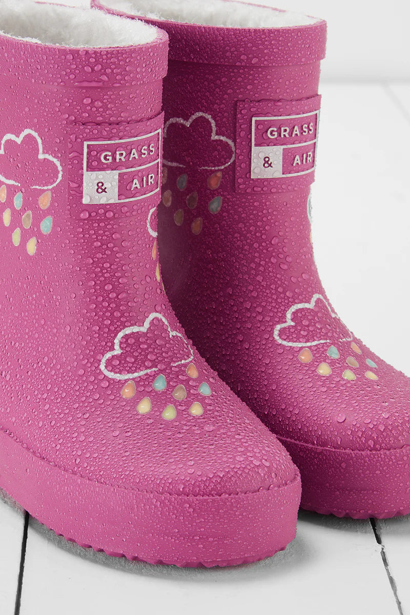 Grass and Air Kids Orchid Pink Colour-Changing Kids Wellies