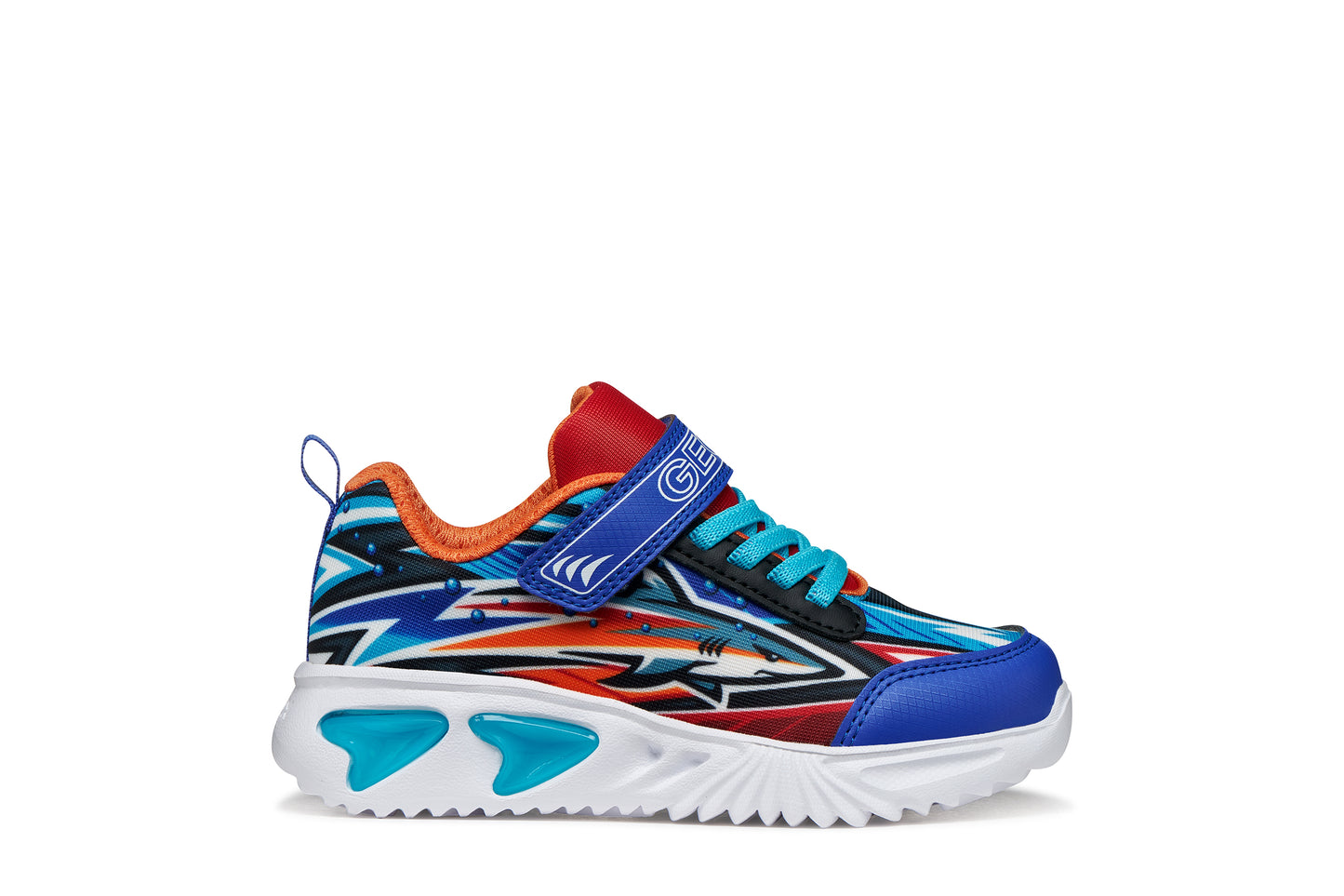 Geox Assister J45DZB Royal/Orange light up trainers