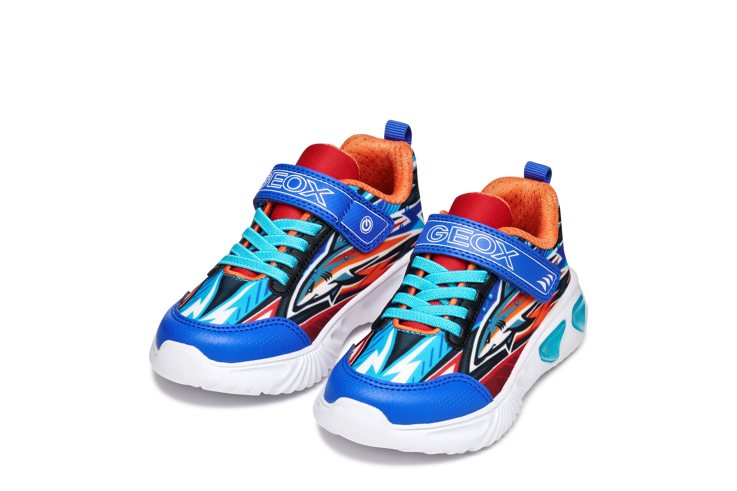 Geox Assister J45DZB Royal/Orange light up trainers