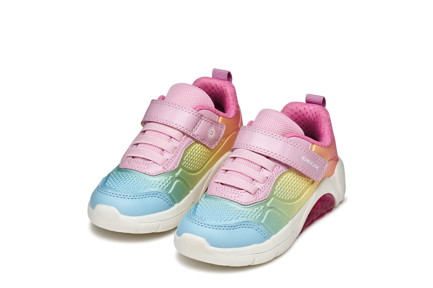 GEOX J46M4C FADINLIGHT GIRLS TRAINER PINK/MULTICLOUR WITH LIGHTS