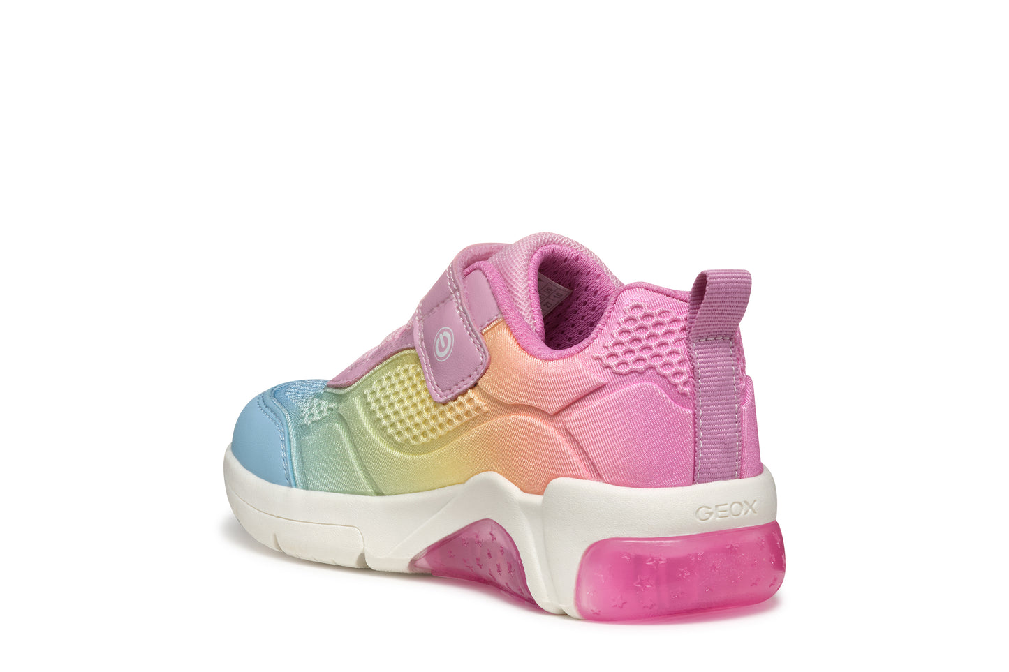 GEOX J46M4C FADINLIGHT GIRLS TRAINER PINK/MULTICLOUR WITH LIGHTS