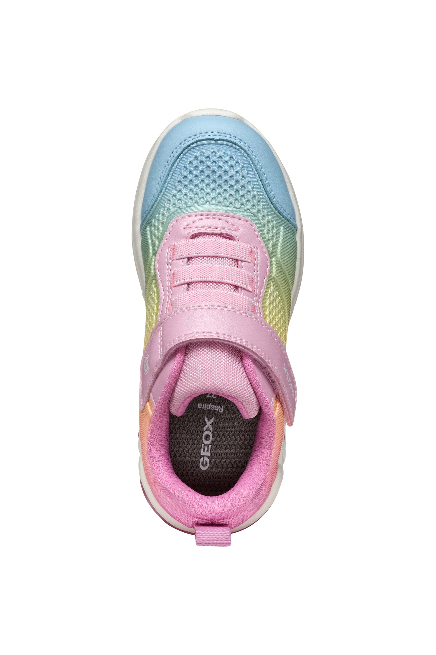 GEOX J46M4C FADINLIGHT GIRLS TRAINER PINK/MULTICLOUR WITH LIGHTS