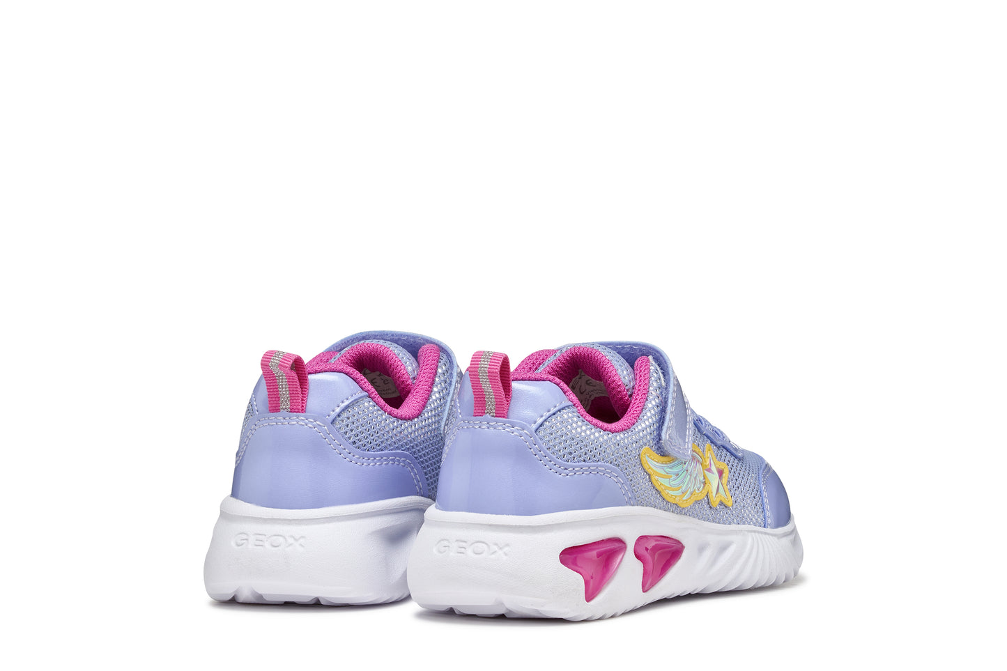 GEOX J55E9B ASSISTER GIRLS TRAINER LAVENDER/FUCHSIA WITH LIGHTS