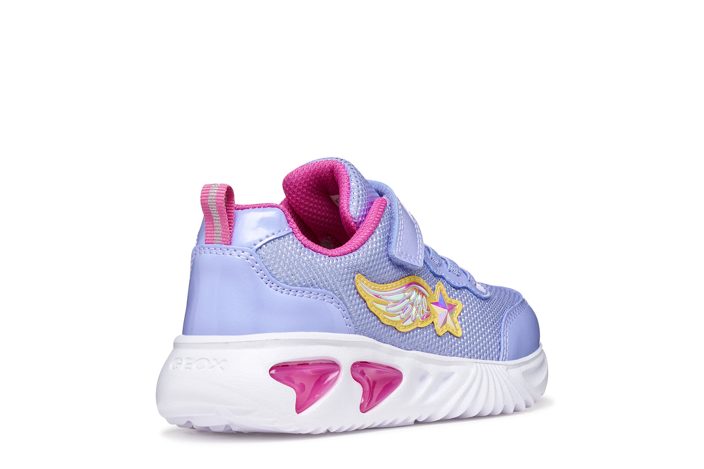GEOX J55E9B ASSISTER GIRLS TRAINER LAVENDER/FUCHSIA WITH LIGHTS