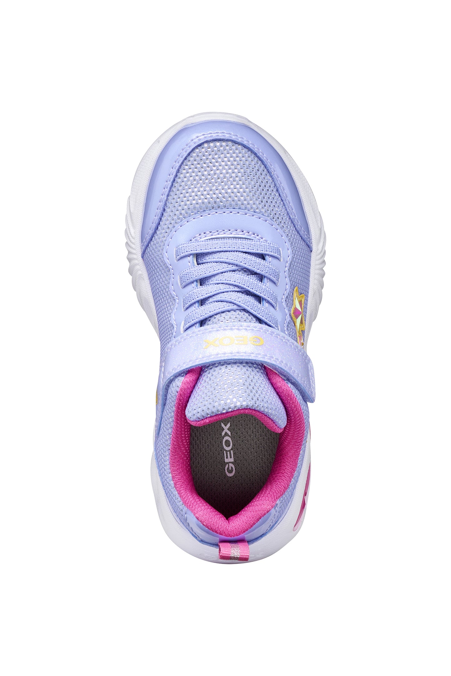GEOX J55E9B ASSISTER GIRLS TRAINER LAVENDER/FUCHSIA WITH LIGHTS
