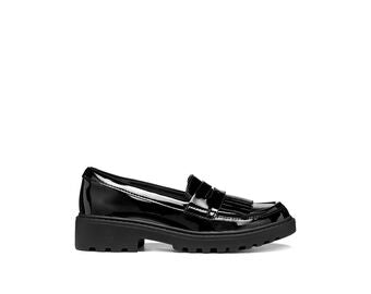 Geox J6620C J Casey Black Patent Moccasin