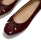 Fitflop Delicato Bow Textured Patent-Leather Ballet Flats Dark Merlot
