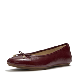 Fitflop Delicato Bow Textured Patent-Leather Ballet Flats Dark Merlot