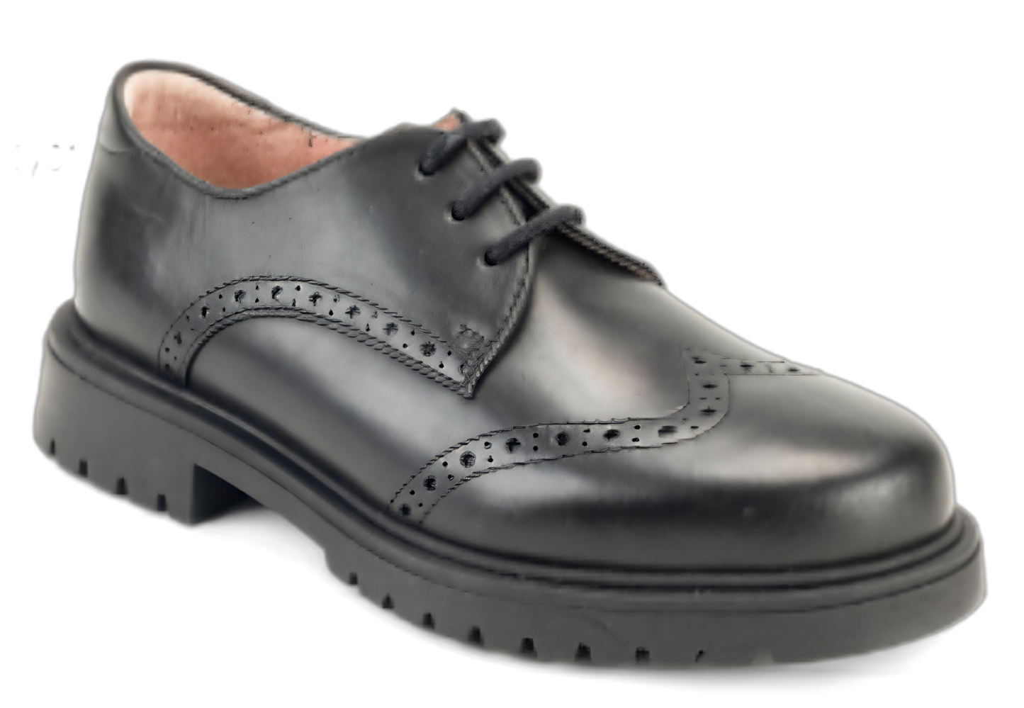 Petasil Tina 3 Girls Black Leather School Shoe