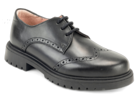 Petasil Tina 3 Girls Black Leather School Shoe