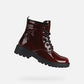 Geox Casey J9420G patent KIDS LACE UP boots- Black or Burgundy/black