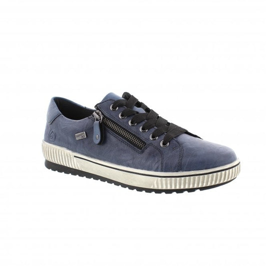 Blue leather waterproof trainer