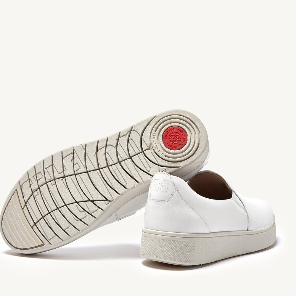 Fitflop Rally Leather Slip on Sneakers - White